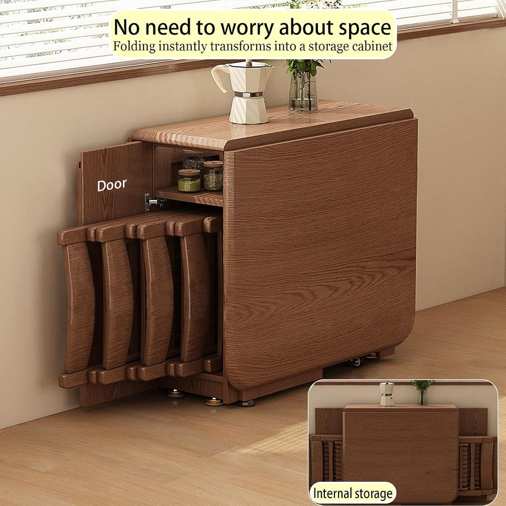Folding Dining Table with Storage,Foldable into a Small Dining Table with Dra...