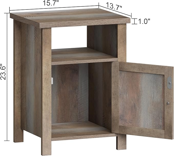 ChooChoo Farmhouse Nightstands Set of 2, Rustic Vintage End Side Table with S...