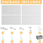 Pegboard Smith 48PCS Metal Pegboard Kit – 12"x24" Tool Storage Wall Organizer Pegboard with Hooks and Bins for Garage, Workshop, Kitchen, Office, and Craft Room (Gray)