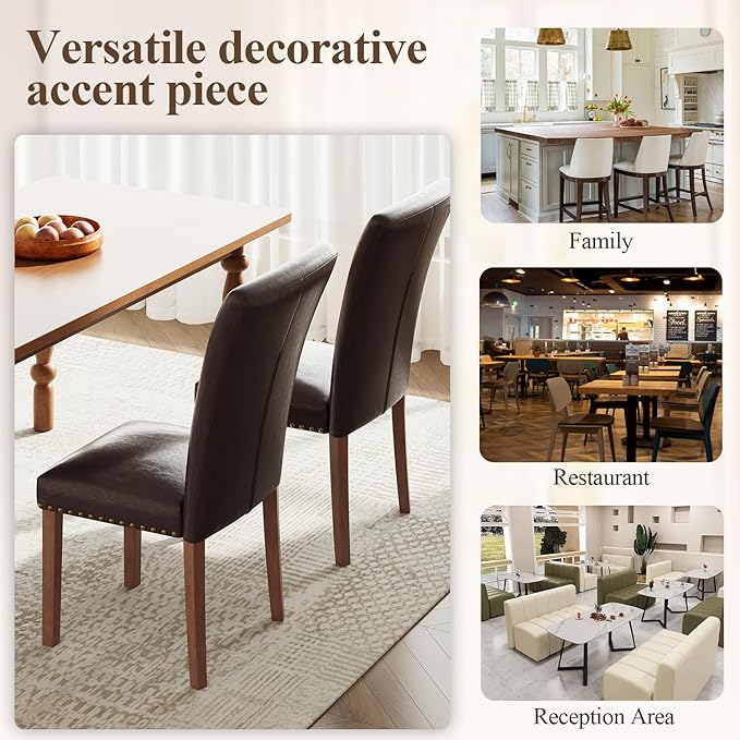 Stylish Dining Chairs Set of 2, Upholstered Parsons Dining Room Chair with Na...