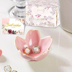 Jewelry Dish Birthday Christmas Gifts For Women Ceramic Ring Holder Jewelry Tray Vanity Organizer Pink Room Decor Aesthetic Dorm Bathroom Decor Decorative Trinket Dish for Rings Earrings Necklaces