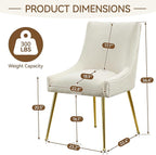 Velvet Dining Chairs Set of 4 Gold Legs,Upholstered Velvet Accent Chairs, Pleated Back Design & Gold Pull Handle, Mid Century Modern Chairs for Dining/Kitchen/Living Room,Beige
