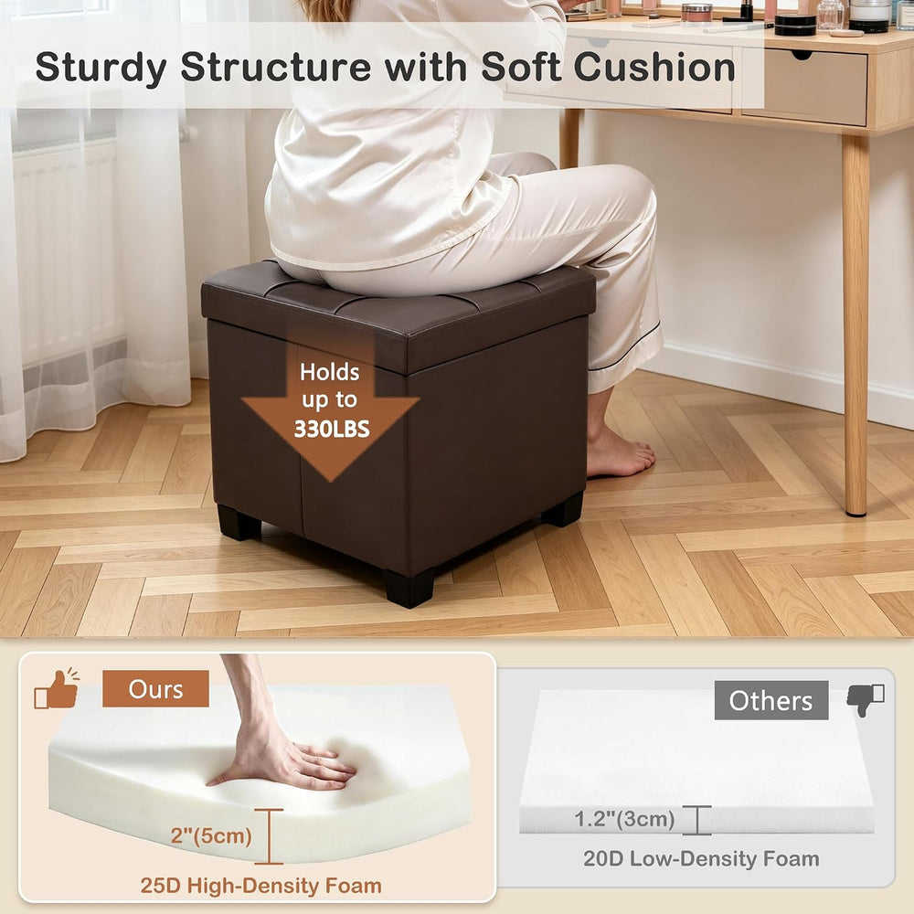 CAROLMADE 17.7" Square Storage Ottoman with Coffee Table