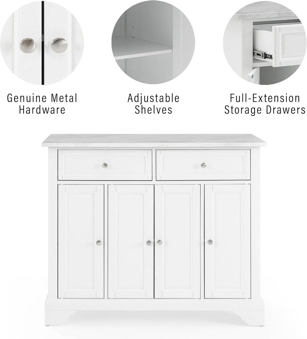 Crosley Furniture Avery Rolling Kitchen Island Storage Cart with Shelves, Mic...