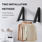 Retractable Clothes Drying Rack with 31 in Rod,Space Saver Wall-Mounted Retractable & Foldable Clothes Hanger for Laundry Room,Bedroom,Closet Storage Organization (2pcs, Black)