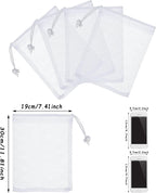 TecUnite 10 Pcs Mesh Bags Drawstring Laundry Bags Large Nylon Mesh Gift Dishwasher Bag with Sliding Drawstring for Kitchen Jewelry Gifts Wedding Favor Home(11.8 x 7.5 Inch,White)