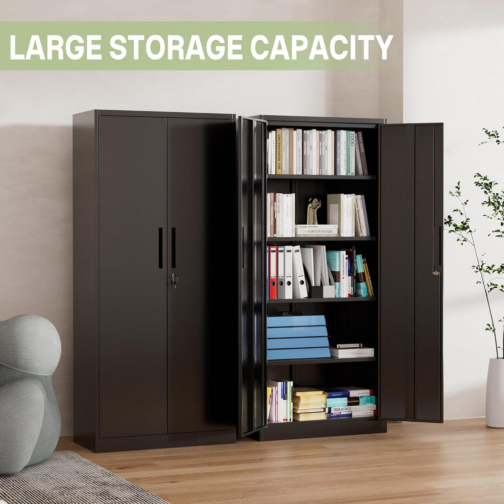 Metal Storage Cabinet, 71" H Garage Storage Cabinet with Doors and Adjus...