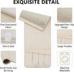 TV Remote Control Holder Couch Caddy, Non-slip Bedside Caddy Organizer with 5 Pockets for Key Glasses Phone Magazine Holders (Beige, 35"x12.4")