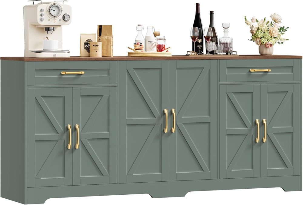 BOTLOG 71” Large Sideboard Buffet Cabinet with Storage, Farmhouse Kitchen Buf...
