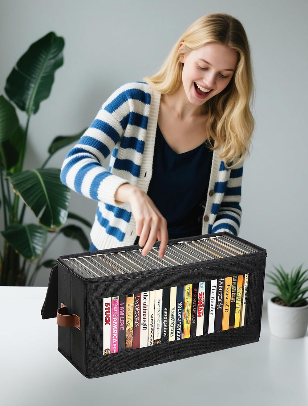 4 Pack DVD Storage Box DVD Case Holder with Zip Lid, Media Storage Case for D...