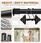 Closet Rods for Hanging Clothes, 16.5 to 74 Inches Adjustable Metal Closet Rod, Heavy Duty Clothes Hanging Rod for Closet Wardrobes Laundry