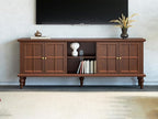 3More 67" Mid Century Modern TV Stand with Window Design,Wood Entertainment Center with Open Shelf,Up to 70" Media TV for Living Room or Bedroom,Walnut