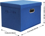 TYEERS Collapsible Storage Bins With Lids, Large Fabric Storage Boxes - 2 Pack - Classic Blue