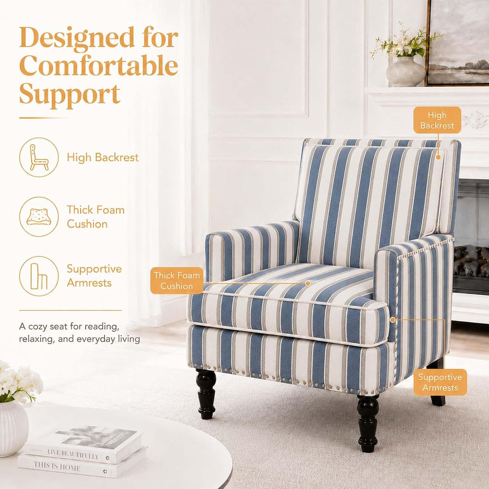 Vintage Floral Accent Chair, Upholstered High Back Lounge Armchair for Living...