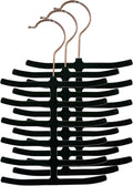 3-Pack Non-Slip Velvet Tie Hanger Organizer Rack by Home Basics | 360° Rotatable Hook | Holds 12 Ties Each | Versatile for Belts and Scarves | Slim Design