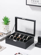 Bracelet Holder Organizer Box, Jewelry Storage Case with 2 Rods, Bangle Watch Display Tray for Women Girls (Black)