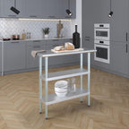 AmGood Stainless Steel Work Table with 2 Shelves | NSF | Metal Utility Table (36" Long x 14" Deep)