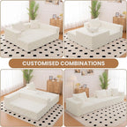 Modular Sectional Sofa, 108" L-Shaped Boneless Couch with Deep Seat, Corduroy Cloud Couch for Living Room, Bedroom, No Assembly Required, Ship in a Box, Checkered Beige