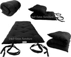 D&D Futon Furniture Queen Size Black Cotton/Foam/Polyester Traditional Japanese Floor Rolling Futon Mattresses, Yoga Meditation Mats, Beds 3 x 60 x 80
