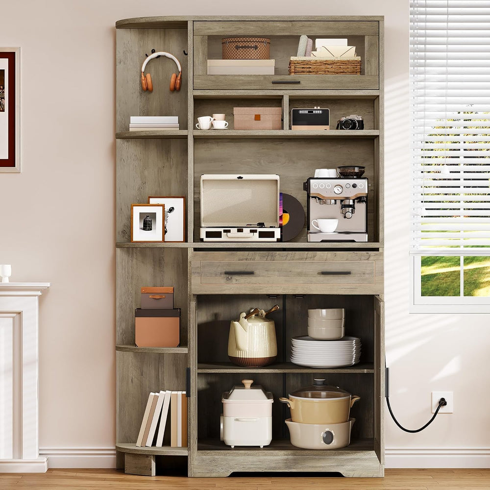 YITAHOME Kitchen Pantry Storage Cabinet, 67" Tall Kitchen Hutch with Out...