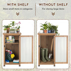 Outdoor Storage Cabinet with Metal Worktop, Fir Wood Frame & Adjustable Shelf, Weather-Resistant Garden Tool Organizer for Patio, Porch, Balcony, or Garage (18" L x 18" W x 33.5" H)