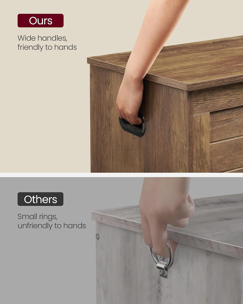 VASAGLE Storage Chest, 39.4 Inches Width Bench with 2 Safety Hinges | Farmhou...