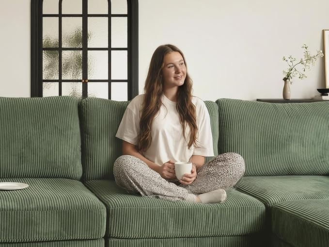 EASE MOOSE Sectional Modular Sofa,FSC Certified Oversized U Shape Sectional Couch Wide Deep seat Sectional Sofa,Green