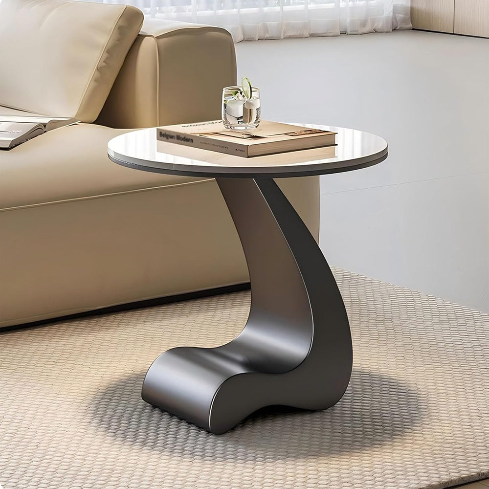 Modern Round Side Table,C Shaped End Table for Couch,Coffee Table with Sinter...