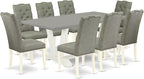 East West Furniture V097EL207-9 9 Piece Kitchen Table Set Includes a Rectangle Dining Table with V-Legs and 8 Gray Linen Fabric Parson Dining Chairs, 40x72 Inch, Multi-Color