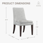 Upholstered Dining Chairs Modern Sidechair Performance Fabric High Back Armlesschair for Diningroom Kitchen,Light Grey,Set of 2(1 Box)