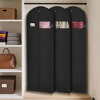 Syeeiex 72 Inch Dress Bags for Gowns, Dress Garment Bag, Set of 3, Black | Breathable Suit Bag, Dustproof Hanging Garment Bag, Clear Window and ID Card Holder for Fur Coat and Long Dress Gown