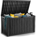 200 Gallon Resin Deck Box, Lockable Patio Outdoor Storage Box for Furniture, Garden Tools and Tools Storage, Waterproof Outside Storage Boxes - Black