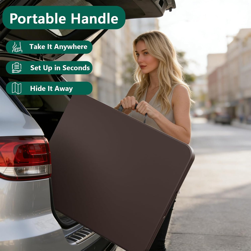 6FT Folding Table, Heavy Duty Plastic Fold-in-Half Utility Table with Handle,...
