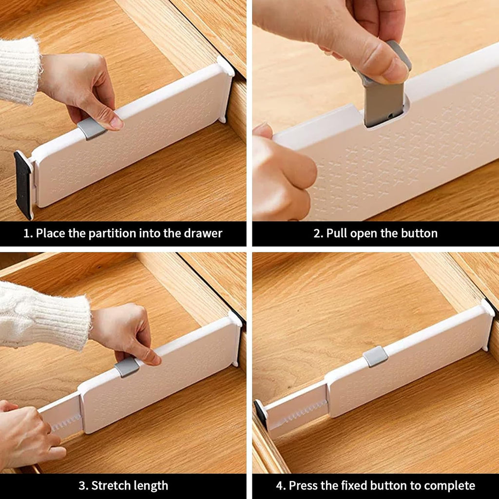 Drawer Dividers 1 Pack Short 11.3-17 Inch Long 4 Inch High | Expandable Dresser Organizer, Stackable Plastic Separators, Spring Loaded with Silicone Pads