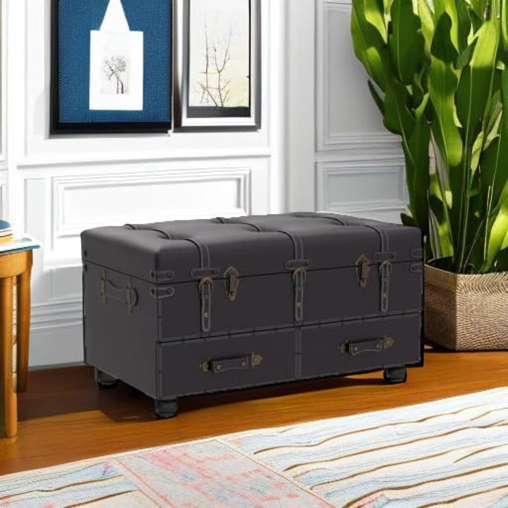 COZAYH Vintage Storage Bench Upholstered Mid-Century Storage Ottoman Bed Benc...