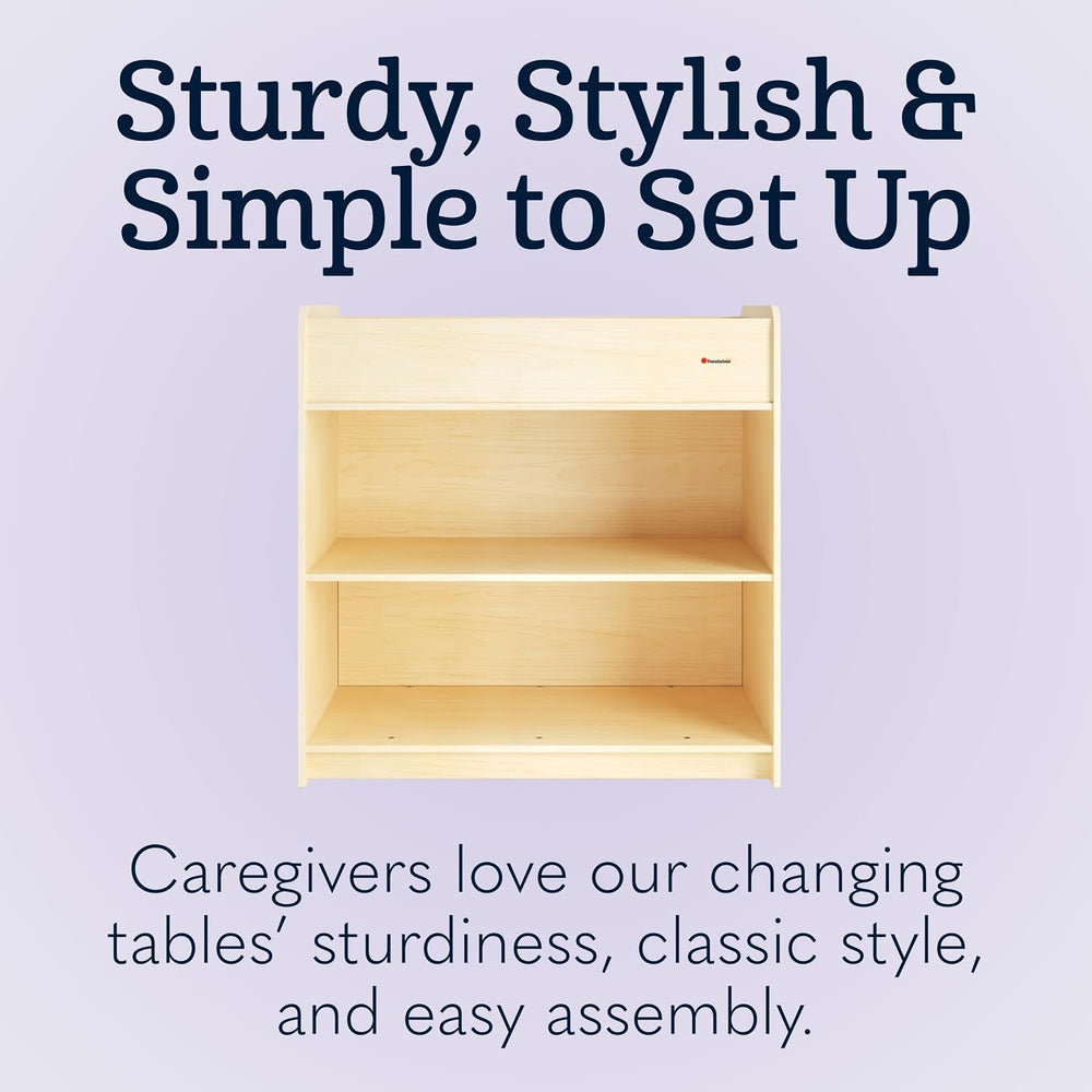 Foundations SafeStart Daycare Changing Table w/Built-In Shelving, Natural