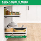 REALINN 2 Tier Pull Out Cabinet Organizer, 21 inch Depth Slide Out Shelves, Expandable 14"-22.5" Wide Heavy-Duty Cabinet Drawers for Kitchen Pots, Pans & Pantry Storage, White