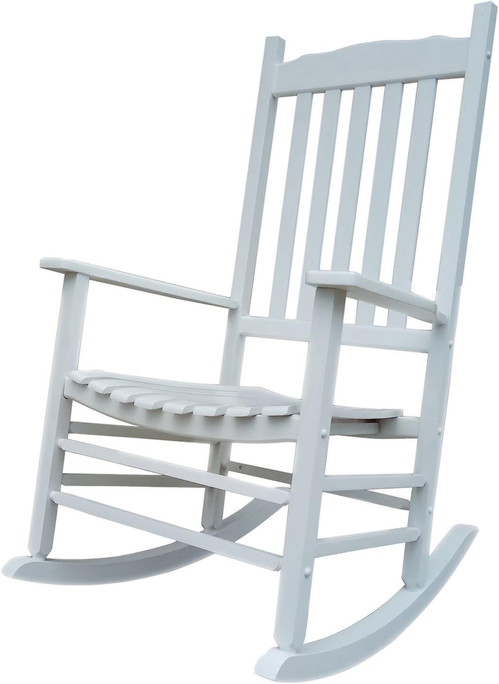 A001WT White Wood Porch Rocker/Outdoor Rocking Chair - Easy to Assemble - Com...