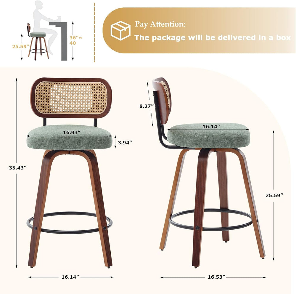 SoarFlash Modern Swivel Bar Stools Set of 3, 26" Counter Height Bar Stoo...