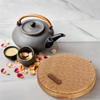 Handmade Tea Cake Storage Holder Small 18cm round Tea Box Organizer for Travel and Home Use