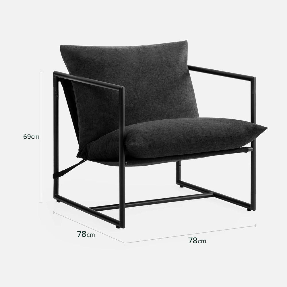 Zinus Aidan Sling Accent Chair, Metal Framed Armchair with Shredded Foam Cush...