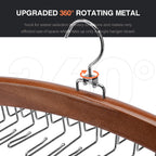Tie Rack Tie Hanger 24 Hooks Wooden, Tank Top Hanger,Belt Organizer for Closet,with Upgraded 360°Rotating, Belts Scarves Accessories for Bras,Tank Tops,Camisoles…