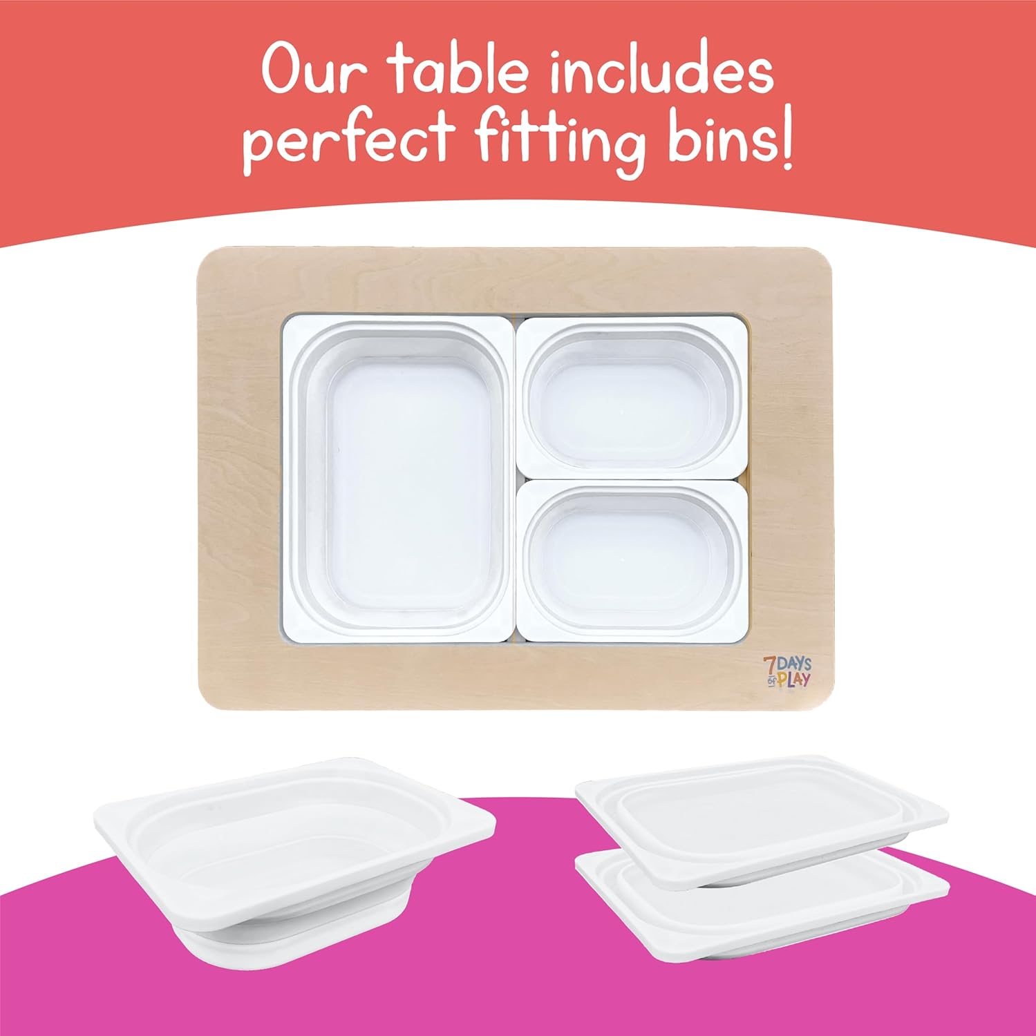 7 Days of Play Sensory Play Activity Table with Foldable Legs, Storage Bins, and Lid - Sensory Table for Toddlers & Kids | Great Gift for Birthdays, Christmas & Special Occasions