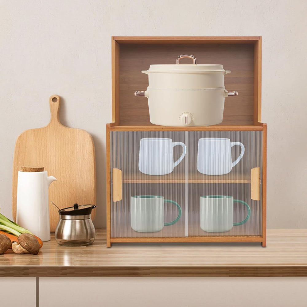 3 Tier Kitchen Pantry Sideboard with Sliding Doors and Adjustable Shelf,Small...