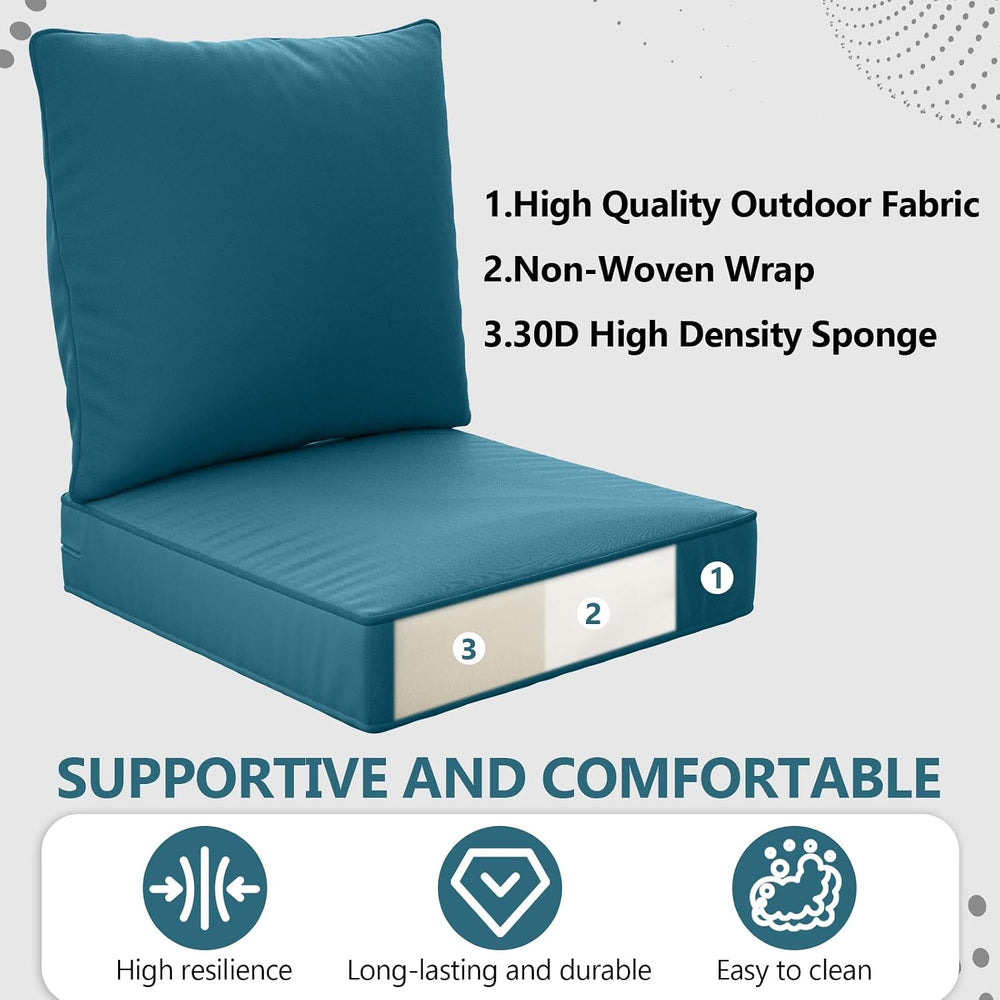 22" x 22" x 6" Outdoor Deep Seat Cushions Set - 2 Set Waterpro...