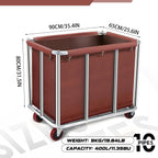 Commercial Laundry Cart on Wheels, 11.35 Bushels Large Roller with Removable Waterproof Canvas Lined Basket, Heavy Duty Stainless Steel for Hotels and Hospitals