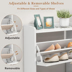 Shoe Bench with 3 Flip Drawers, Entryway Storage Bench with Cushion, Adjustable Shelves, Shoe Cabinet with Storage Space for Entryway, Living Room, Hallway, Mudroom, Bedroom, White