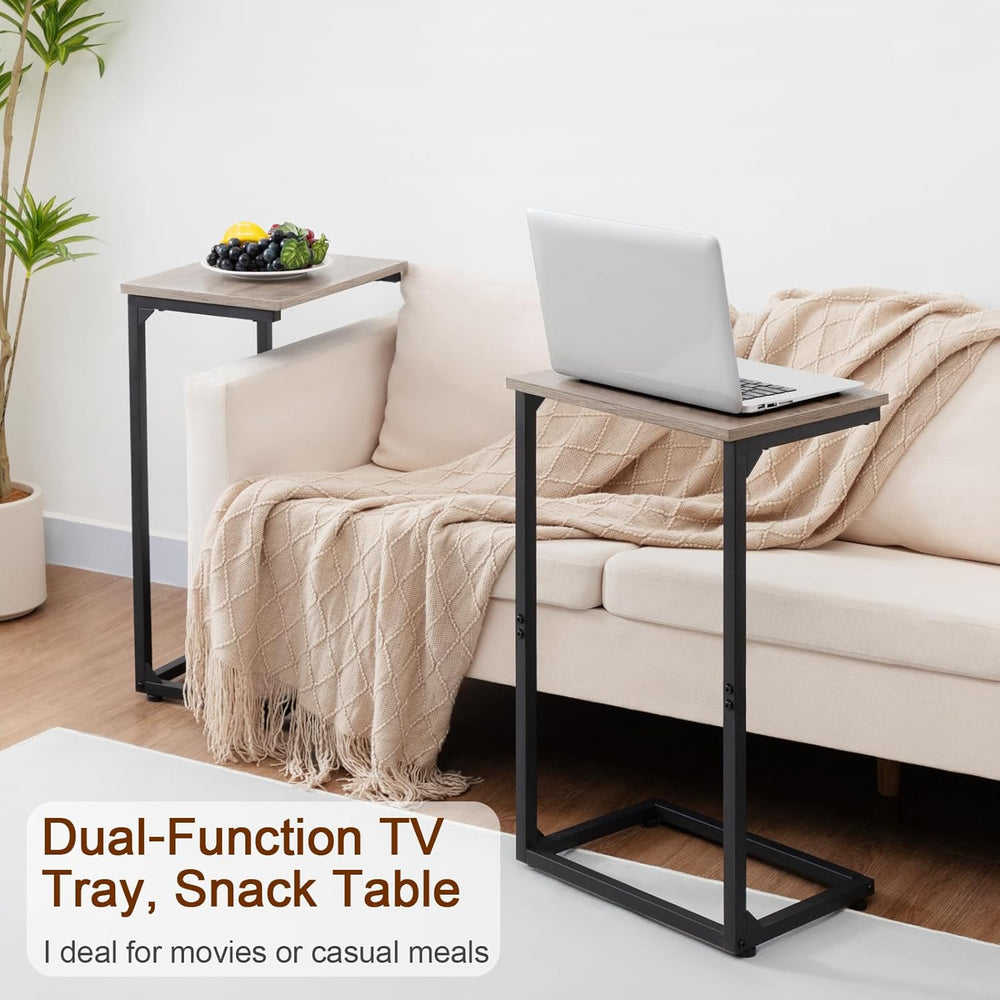 AMHANCIBLE C Shaped End Tables Set of 2, Couch Side Tables that Slide Under S...