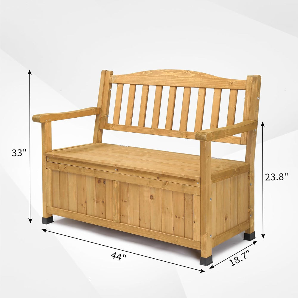 Outdoor Wood Storage Bench Deck Box, Entryway Porch Storage Bench, Wood Loves...