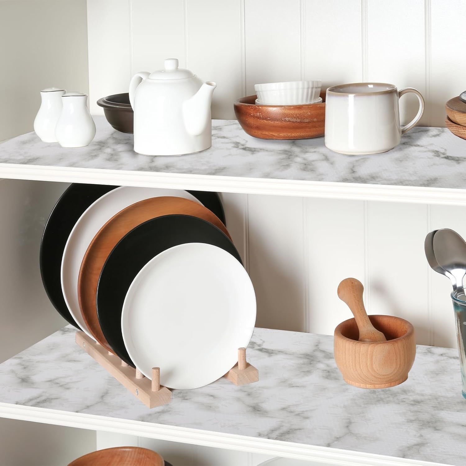 Drawer and Shelf Liner for Kitchen Cabinets, Non-Adhesive Strong Grip Thickened Cabinet Liners for Shelves, Non-Slip Mats Shelving Paper Protect Cupboard, Dresser, Pantry | Marble, 23.6" x 20FT